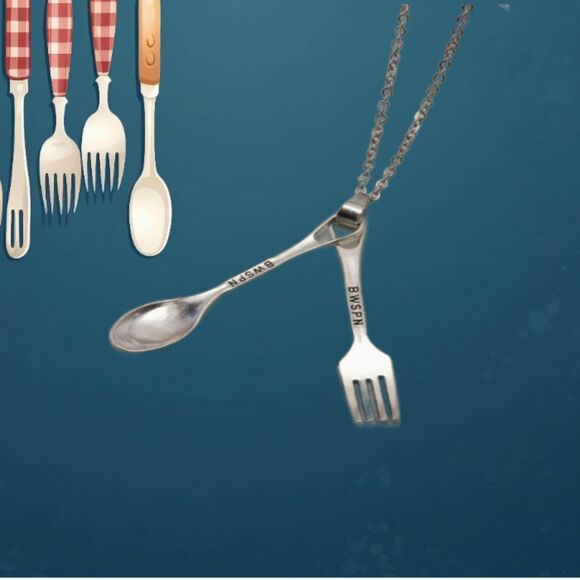 2" Silverware Spoon Fork Necklace Kitchen Chef Mother - Picture 3 of 5